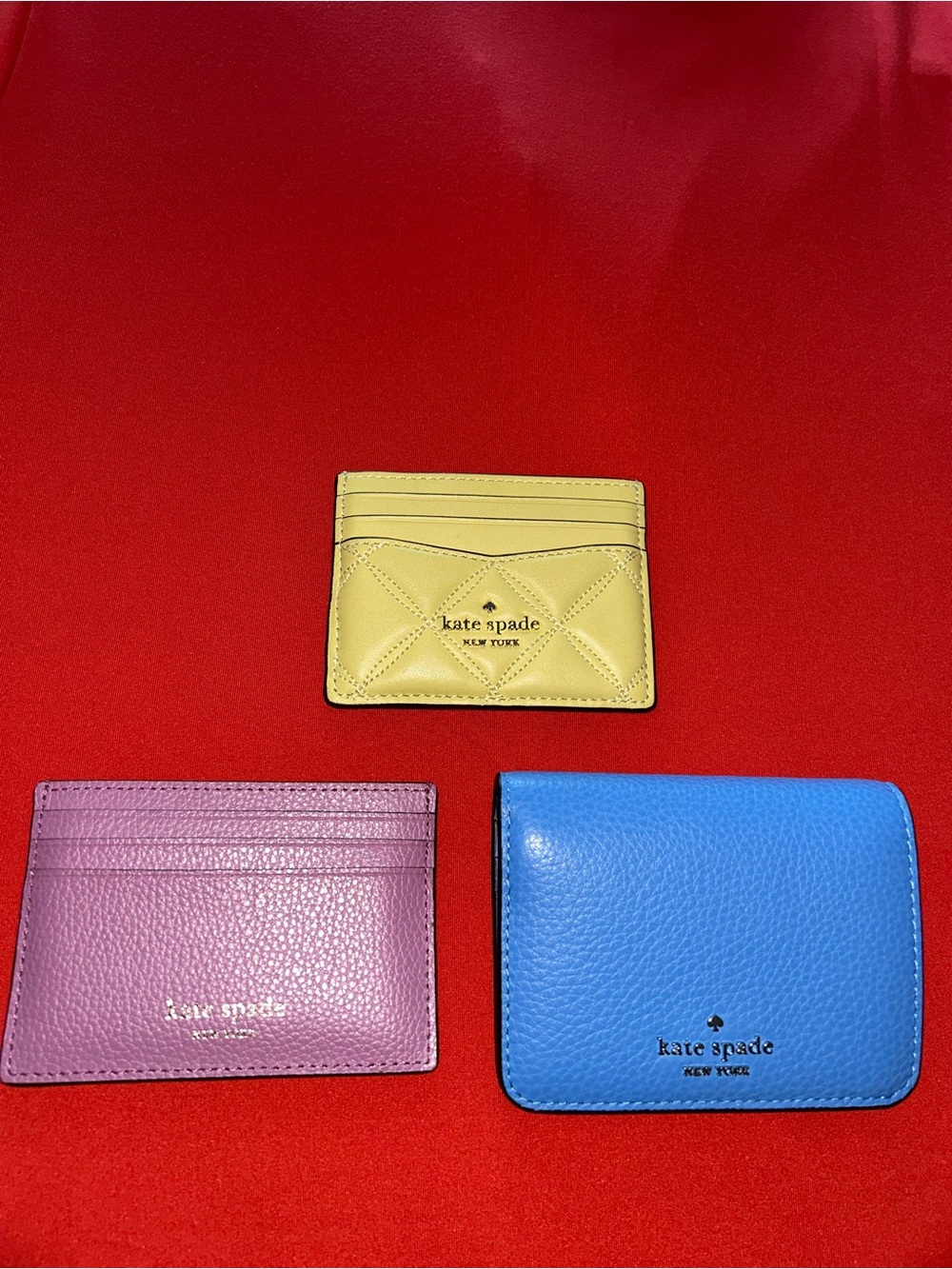 Kate Spade lot of 3 leather card cases and compact wallet